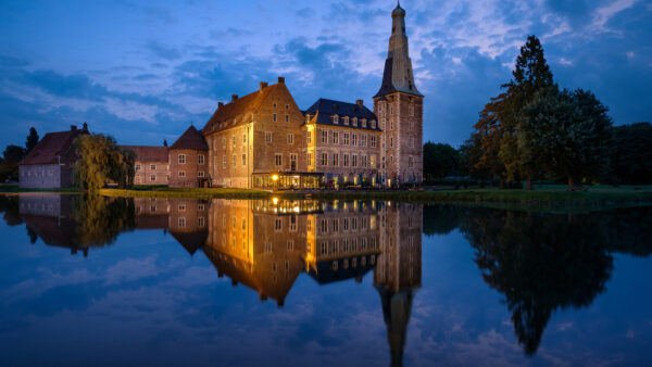 Wallpaper Nighttime, Calm, Travel, Germany, Desktop, Castle, Reflection, Body, During, With, Water