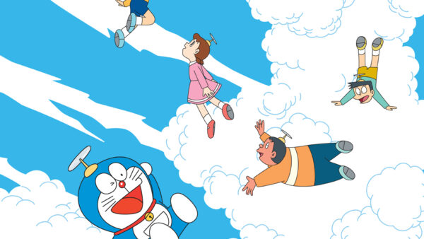 Wallpaper Sky, Desktop, Doraemon, Flying, Friends, And, Are