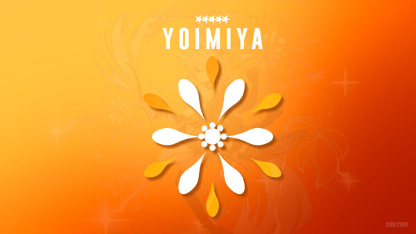 Wallpaper Yellow, Logo, Impact, Genshin, Yoimiya, Red, Background