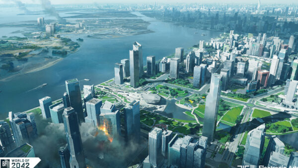 Wallpaper Aerial, Buildings, Battlefield, 2042, Skyscraper, River, View