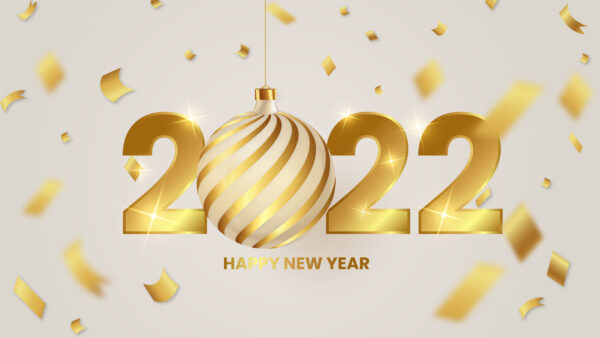 Wallpaper Glitter, 2022, Ball, Year, Happy, New, Decoration, Golden, White