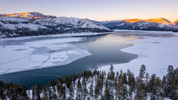 Wallpaper Frozen, Sky, Trees, Background, Winter, Lake, Snow, Mountains, Blue, Covered