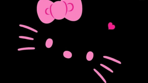 Wallpaper Kitty, Pink, Bow, Black, Background, Hello