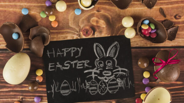 Wallpaper Board, Drawing, Happy, Eggs, Candies, Cookies, Easter, Black