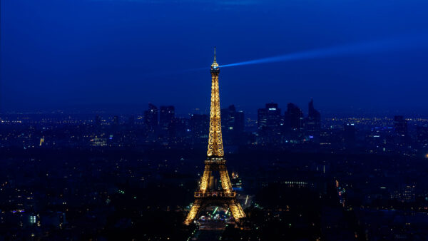 Wallpaper Blue, Tower, Top, Desktop, Mobile, Paris, Sky, Night, Background, Light, Eiffel, Time, During, Travel, With