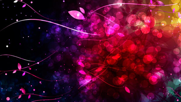 Wallpaper Sparkle, Abstract, Red, Yellow, Leaves, Desktop, Neon, Bright, Bokeh, Pink