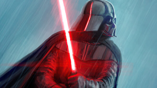 Wallpaper Rain, Background, Vader, With, Lightsaber, Star, Desktop, Sith, Darth, Wars, Red