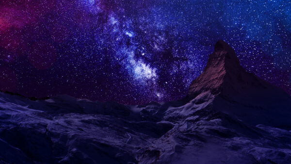 Wallpaper Purple, Mountain, Rocky, Stars, Ground, Desktop, Back