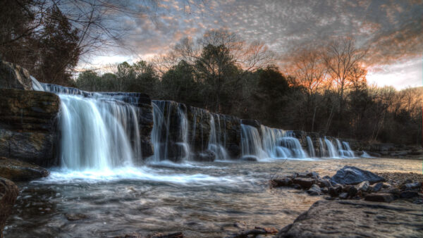 Wallpaper Trees, Surrounded, Beautiful, Mobile, Nature, Green, Waterfalls, Forest, Desktop, Rocks