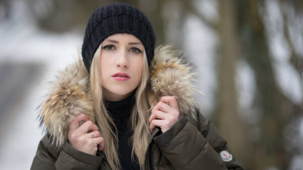 Wallpaper Girl, Black, Cap, Knitted, Jacket, Wearing, Model, Woolen, Desktop