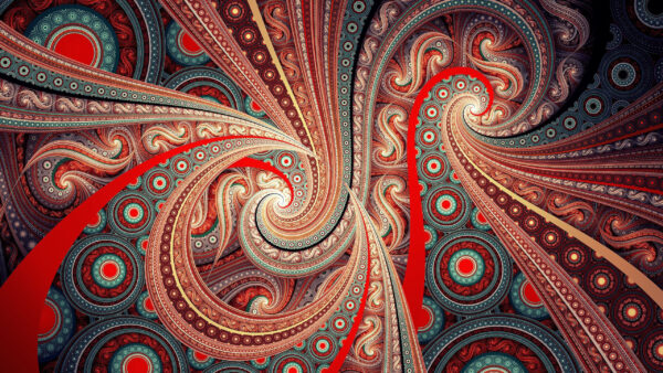 Wallpaper Red, Pattern, Blue, Fractal, Artwork, Abstract, Abstraction