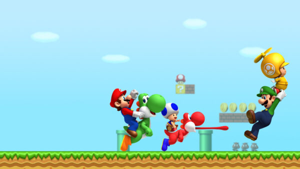 Wallpaper Yoshi, Background, Luigi, With, Games, Blue, Sky, Mario, Toad
