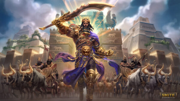 Wallpaper Gilgamesh, Smite, Sword, With