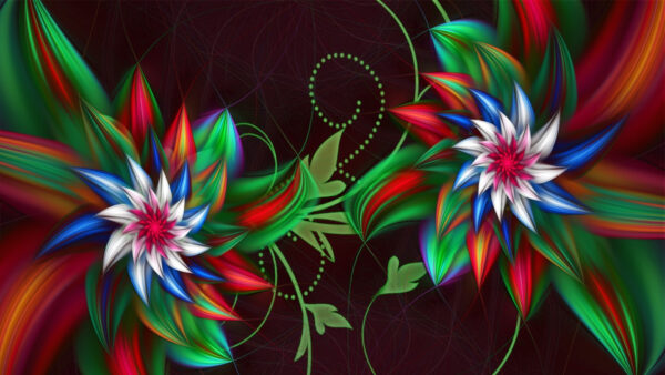 Wallpaper Colorful, Flowers, Art, Abstract