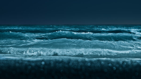 Wallpaper Nighttime, Beautiful, Ocean, Waves, Nature, During