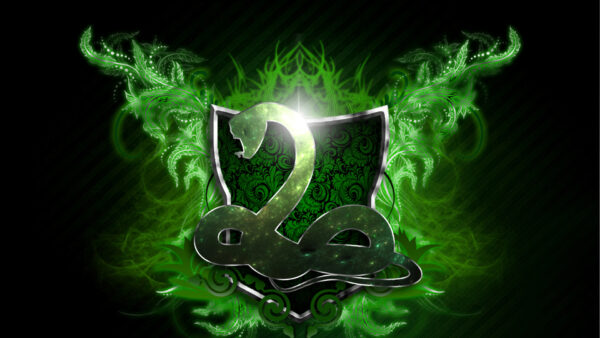Wallpaper Black, Slytherin, Logo, Green, Background