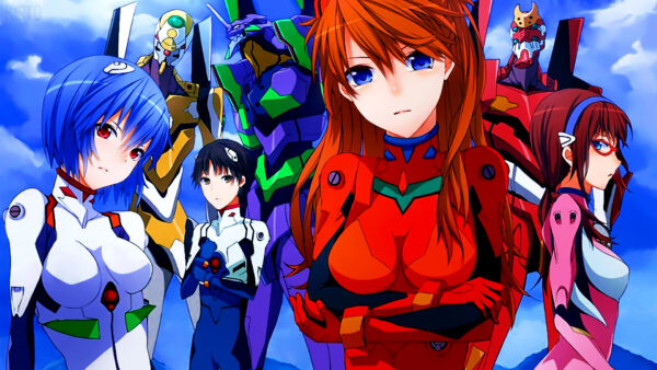 Wallpaper Evangelion, Blue, Red, Hair, Neon, Genesis, Eyes