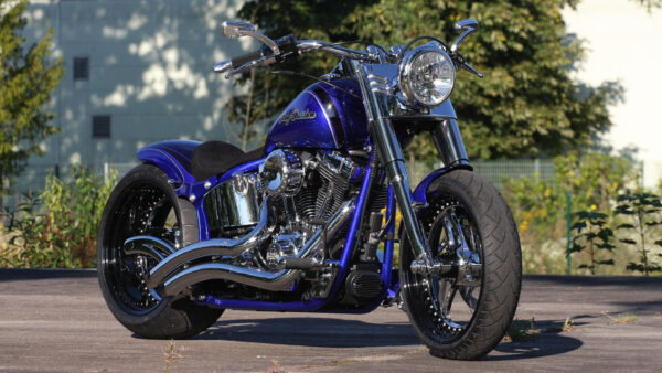 Wallpaper Custom, Dark, Harley-Davidson, Motorcycle, Blue