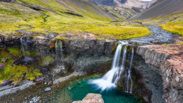 Wallpaper Waterfall, Stones, Nature, Algae, Rock, Valley