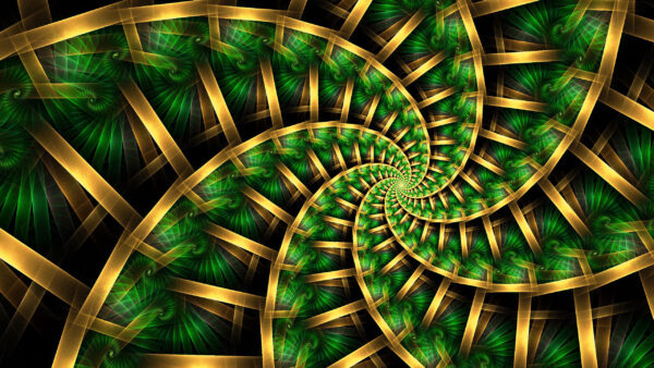 Wallpaper Green, Pattern, Abstraction, Spiral, Golden, Abstract, Fractal