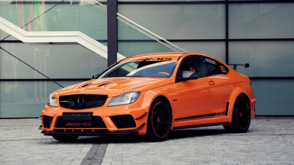 Wallpaper Car, Coupe, Orange, Mercedes, AMG, C63, Benz