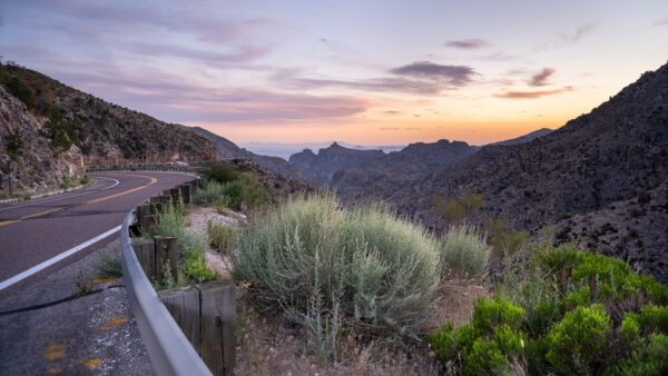 Wallpaper Bridge, Bush, Mountains, Between, Nature, Plants, Road