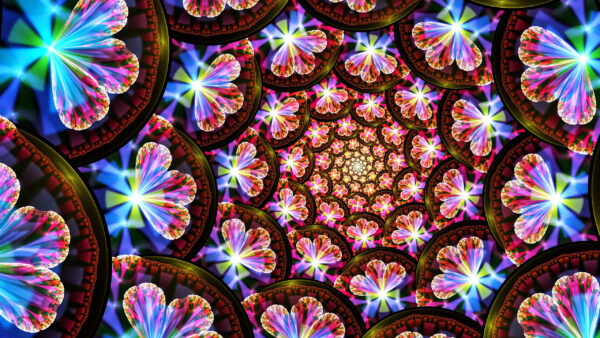 Wallpaper Colorful, Flower, Abstraction, Glow, Art, Fractal, Petals, Abstract