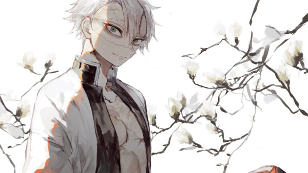 Wallpaper Background, Flowers, Anime, White, Shinazugawa, And, With, Trees, Desktop, Demon, Sanemi, Slayer