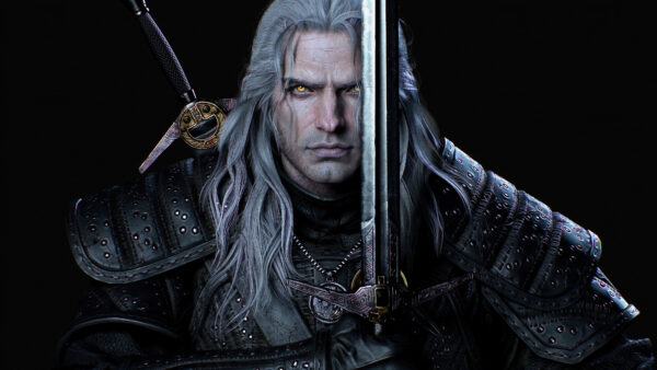 Wallpaper Witcher, Black, Background, Sword, Superheroes, With