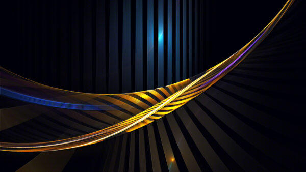 Wallpaper Abstraction, Blue, Yellow, Abstract, Wavy, Glare, Lines