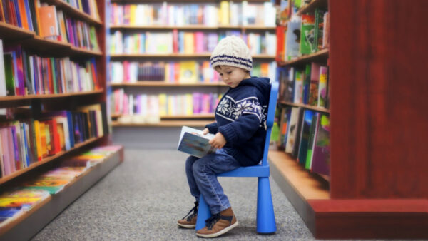 Wallpaper And, Little, Wearing, Cap, Boy, Library, Dress, Sitting, Book, Blue, Reading, White, Cute