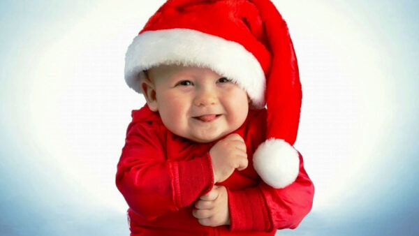 Wallpaper Baby, Santa, Cute, Background, Wearing, Dress, Claus, Boy, White, Smiley