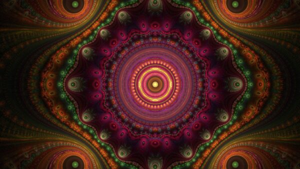 Wallpaper Kaleidoscope, Green, Purple, Fractal, Pattern, Trippy