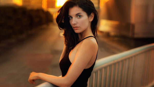 Wallpaper Girls, Beautiful, Background, Model, Girl, Black, Blur, Wearing, Dress, Standing