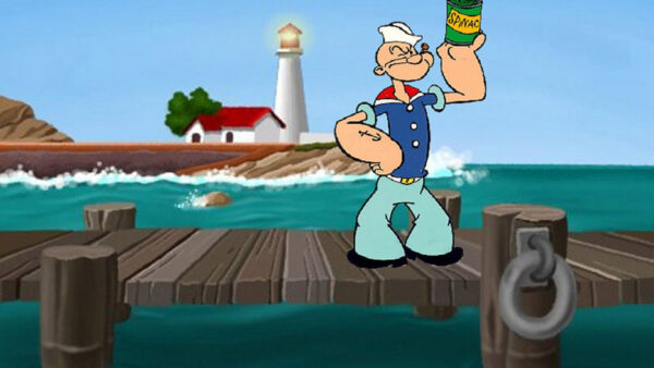 Wallpaper Standing, With, Dock, Spinach, Popeye, Wood