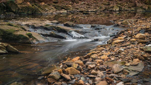 Wallpaper Surrounded, Stones, Lake, Stream, Reflection, Water, Clear, With, Nature