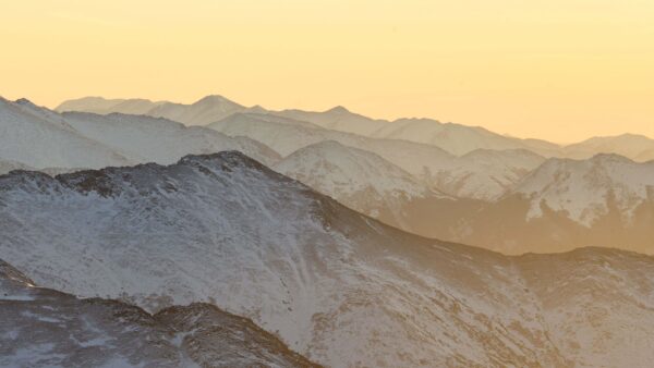 Wallpaper During, Mountains, Time, Nature, Evening, With, Snow