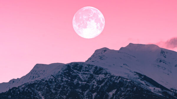 Wallpaper Mountains, Moon, Over, Twilight