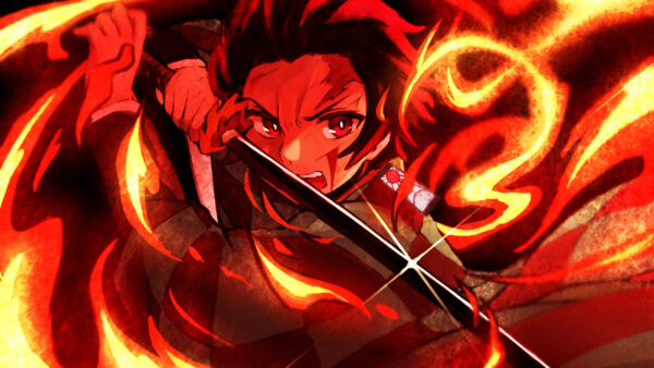 Wallpaper Fire, Sharp, Demon, Tanjiro, Sword, Slayer, With, Kamado, Anime-HD