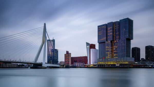 Wallpaper City, Buildings, Travel, Rotterdam, Desktop, Lights, With