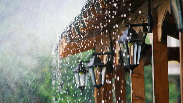 Wallpaper Yard, Rain, House, Drops, Falling