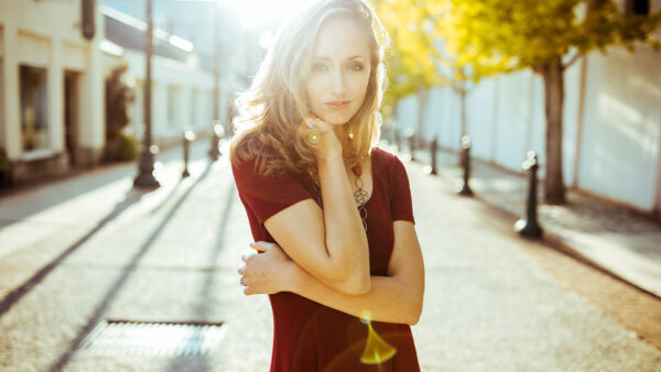 Wallpaper Girl, Desktop, Dark, Dress, Girls, Background, Wearing, Maroon, Hair, White, Standing, Street, Model