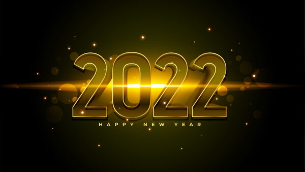 Wallpaper New, Glare, Background, Happy, Black, Golden, 2022, Lights, Year