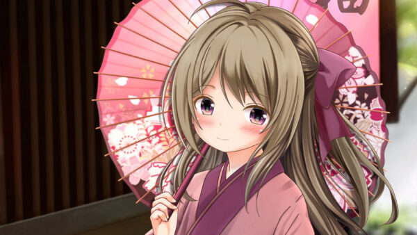Wallpaper Kimono, Eyes, Girl, Anime, Umbrella, Purple