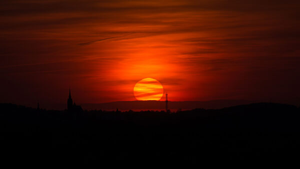 Wallpaper Silhouette, Dark, Forest, Buildings, Desktop, Background