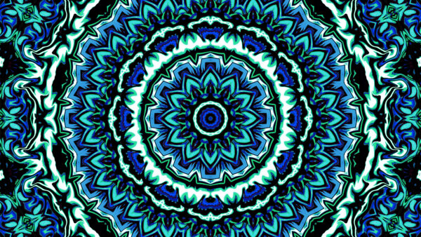 Wallpaper Green, Fractal, Lines, Abstract, Circles, Blue, Abstraction