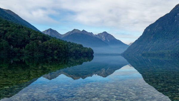 Wallpaper Lake, Reflection, Mountains, Trees, 4k, Stones