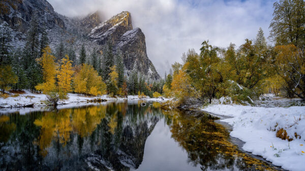 Wallpaper River, Reflection, Desktop, Mountain, During, Fall, Nature