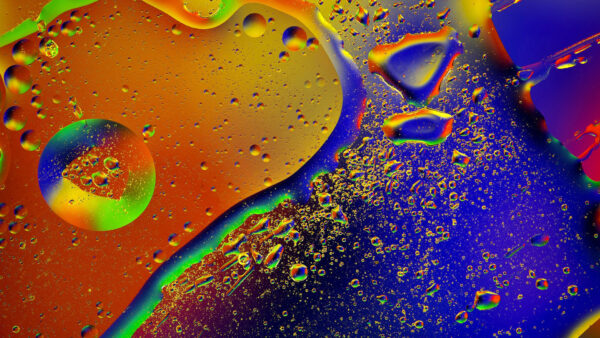 Wallpaper Glass, Purple, Water, Yellow, Abstract, Drop, Colors, Blue