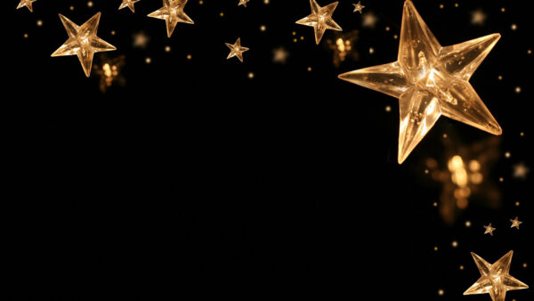 Wallpaper Background, Christmas, Black, Golden, Stars, Lighting